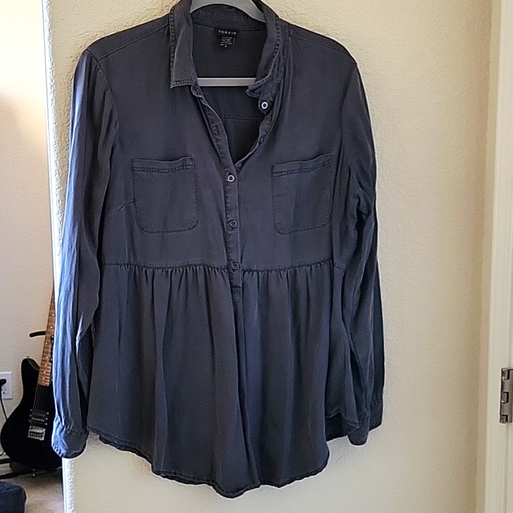Torrid Washed Grey Peplum Blouse